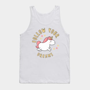 Follow Your Dreams Cute Unicorn With Stars Tank Top